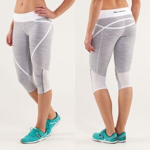 Lululemon Run: Pace Crop Wee Are From Space White Combo Striped